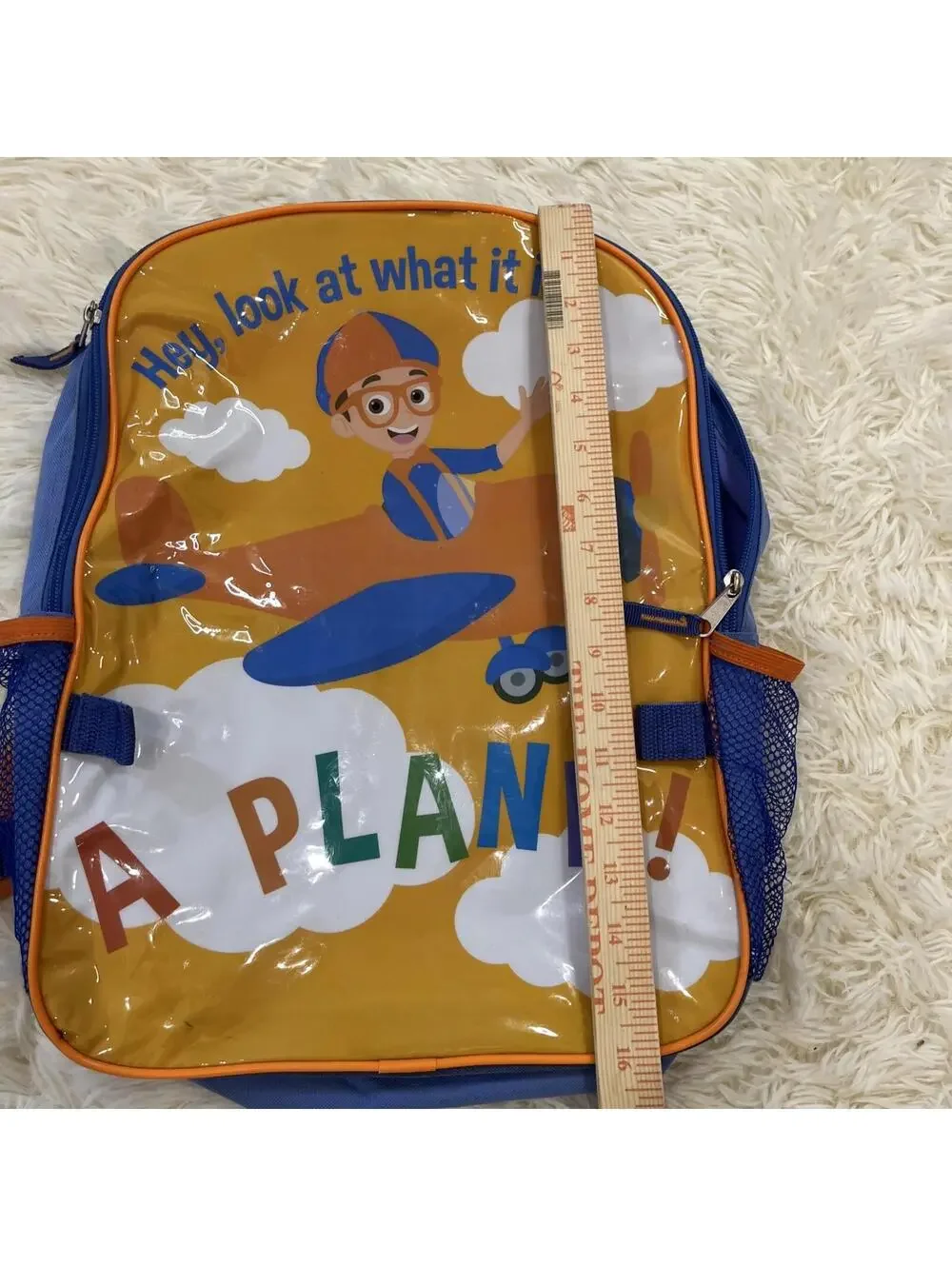 Blippi Backpack Blue And Orange “A Plane!” 16”